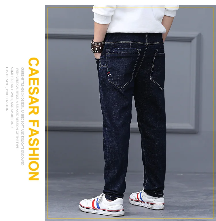 Fashion Children Jeans High Quality Big Boys Denim Trousers Pure Color Cotton Long Pants for Teenage 8 10 12 14 16Y Kids Clothes