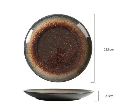 1 шт., японский стиль, домашняя керамическая тарелка, Западный поднос, посуда для стейка, для завтрака, Круглая Плоская обеденная тарелка, столовая посуда - Цвет: Large