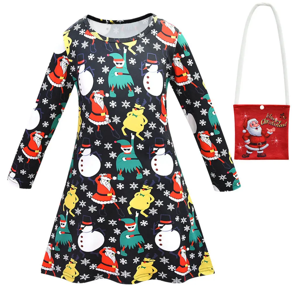 Aitonoble New Costume Christmas Dress with /christmas hat socks bag gloves Girl's Dress Cosplay Christmas For Girls' cosplay