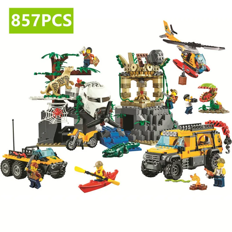 

BELA City Jungles series Ungle Jungle Exploration Site model Building Block bricks Compatible with 60161 Toys for Children gifts