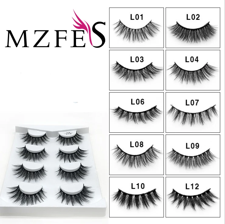 

4 pairs natural false eyelashes fake lashes long makeup 3d mink lashes eyelash extension mink eyelashes