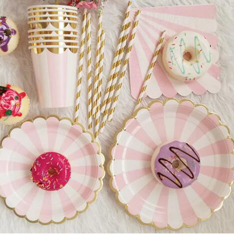 Stripe Party Tableware People Stripe Birthday Party sets Birthday Wedding Party Decoration Festival Supplies Favor Xmas