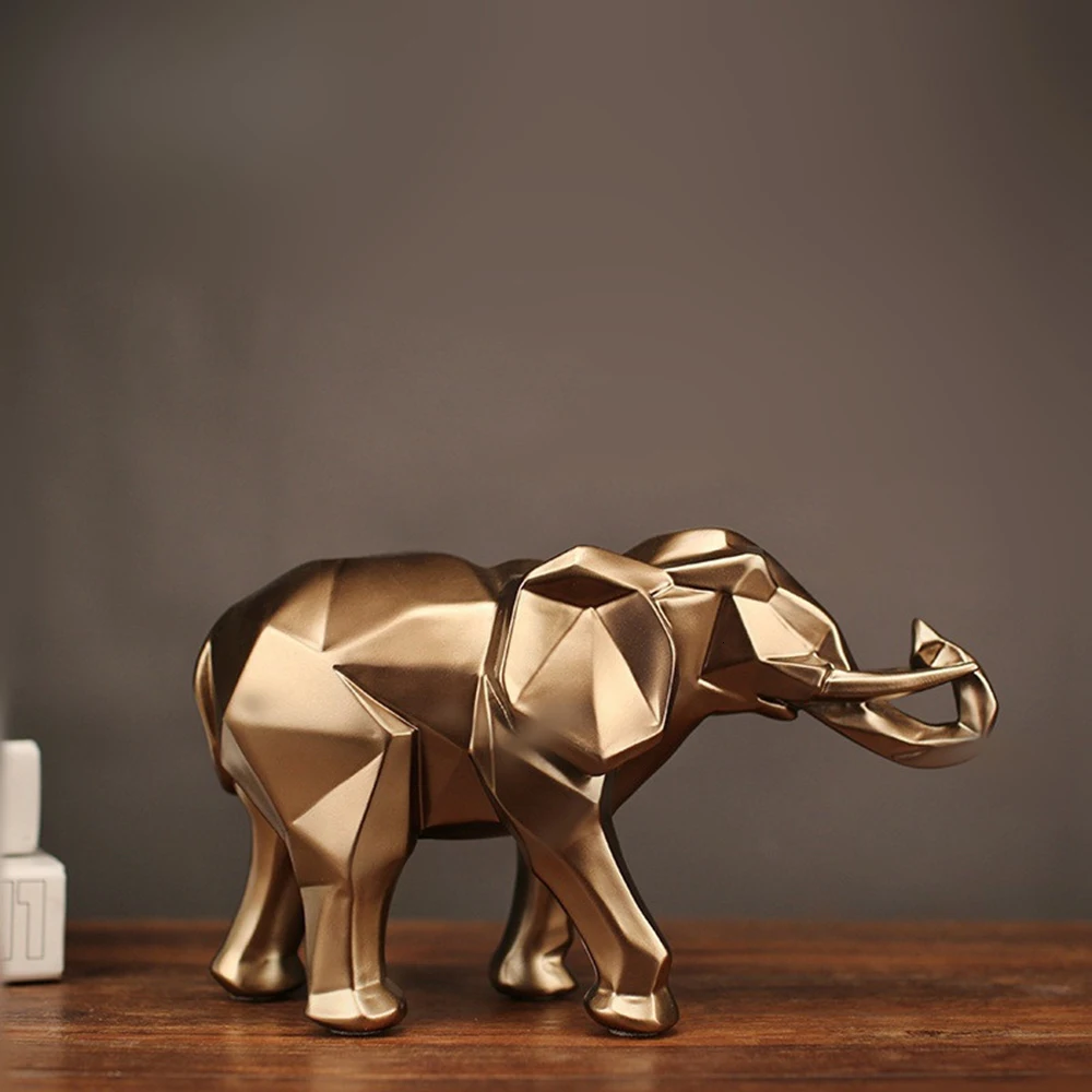 

Modern Abstract Golden Elephant Statue Resin Ornament Home Decoration Accessories Gifts for Elephant Sculpture Animal Craft