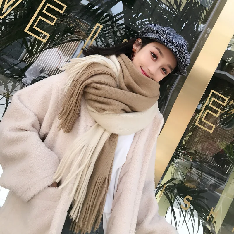 

Scarfs for Ladies Two-tone Color Soft Long Neckerchief Thickened Wool Collar Scarf Fur Scarf Pashmina Cashmere Scarf Shawl Gift