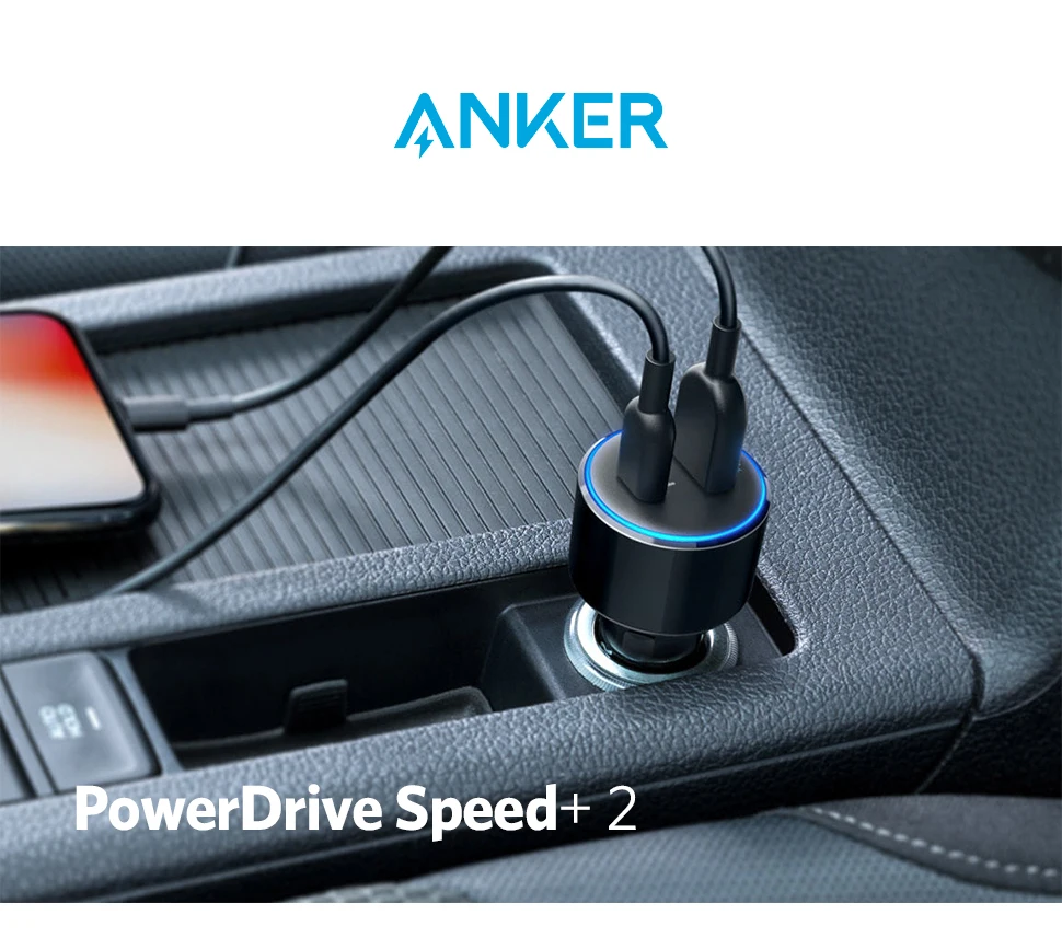 iphone fast car charger Anker 49.5W PowerDrive Speed+ 2 USB C Car Charger 30W PD Port for MacBook &iPad &iPhone 19.5W Fast Charge Port for S9/S8 etc usb c to car charger