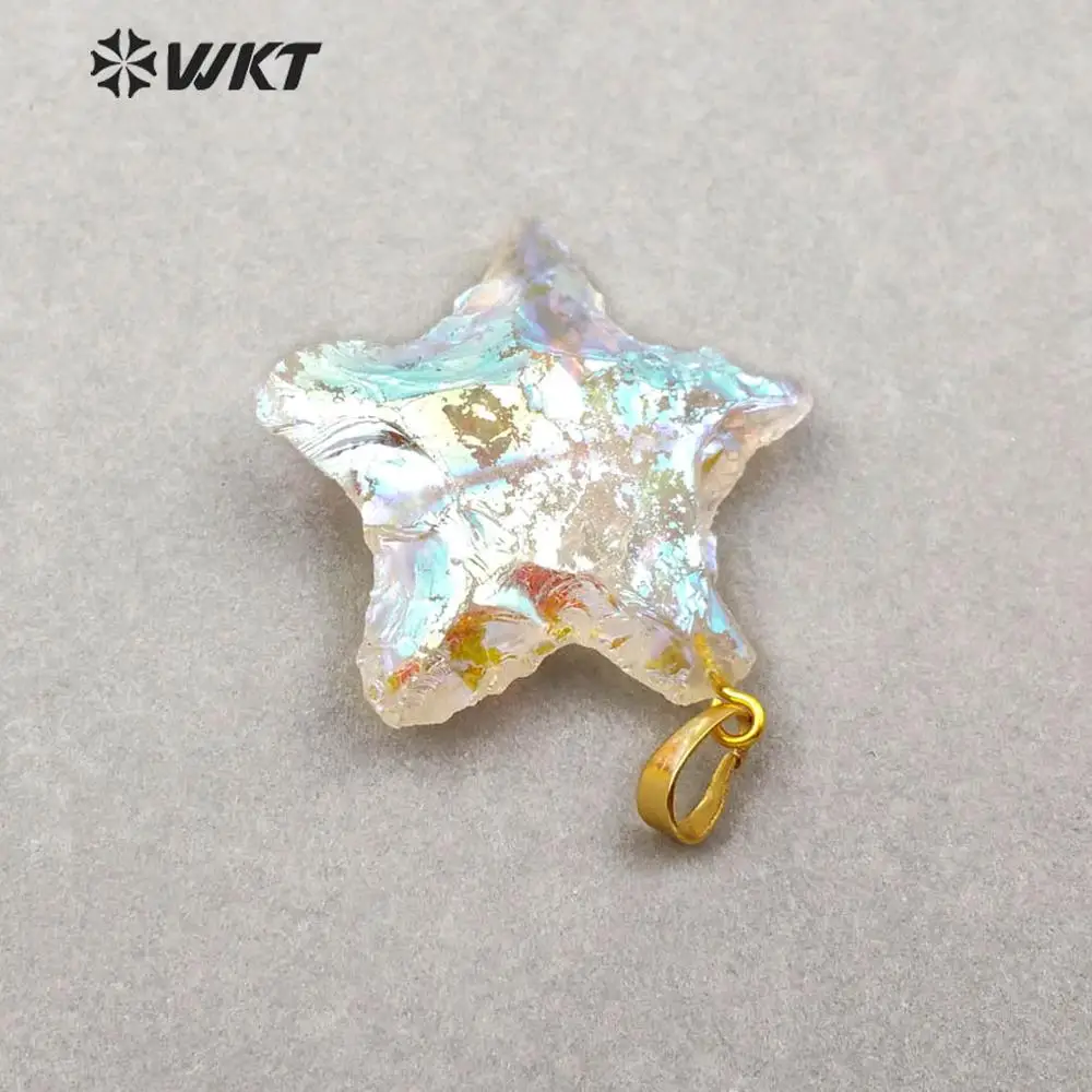 WT-P1461 WKT Новое поступление необработанный Кристальный Кварц подвеска в форме звезды Женская мода ожерелье кулон ювелирные изделия