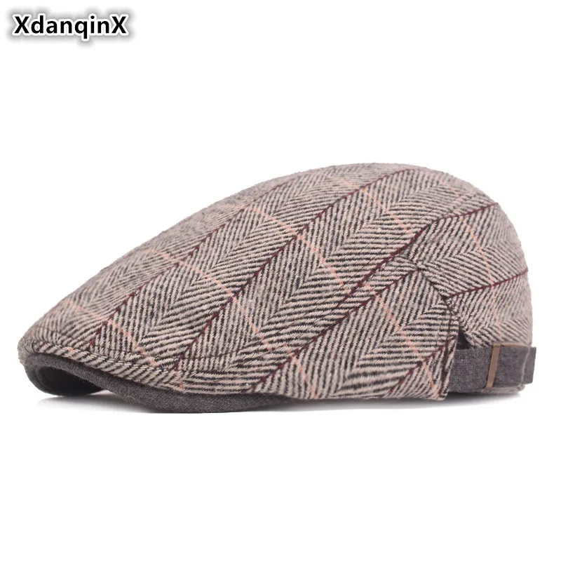XdanqinX осенне-зимний мужской берет простые хлопковые теплые береты шапка с язычком Регулируемая трендовая Фирменная шапка s для мужчин Snapback