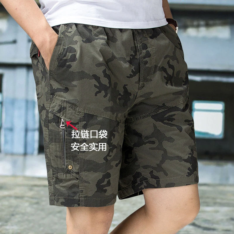 Pantalones cortos de camuflaje para hombre, pantalón corto de algodón puro, holgado, informal, Pirata, playa, bañadores grandes, ropa exterior|Pantalones cortos| - AliExpress