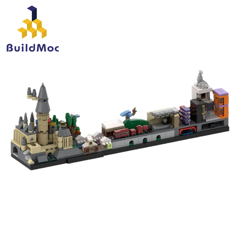 

Buildmoc End of the road Couple And Dog Magic Castle building blocks Technic Pull Children Bricks To