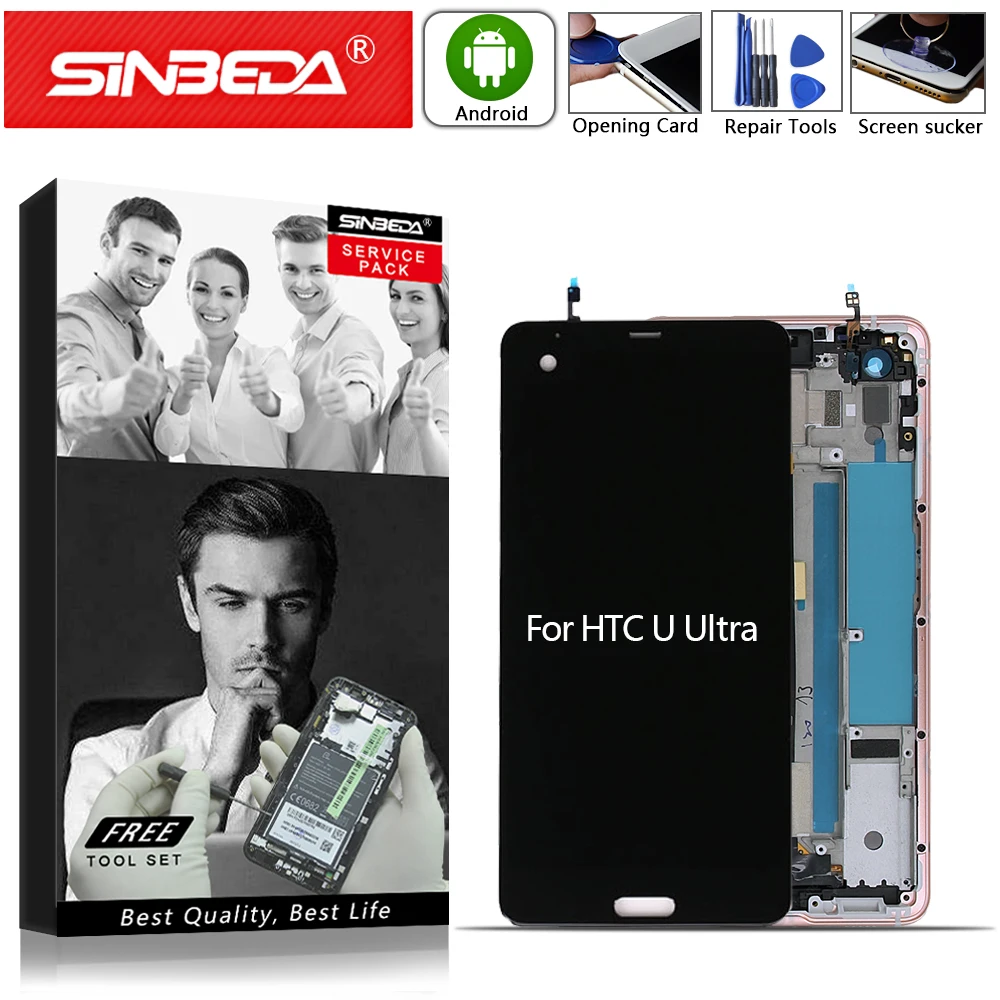 

Original 5.7" For HTC U ULtra Display LCD Touch Screen with Frame Digitizer Assembly For HTC U Ultra LCD Display Replacement