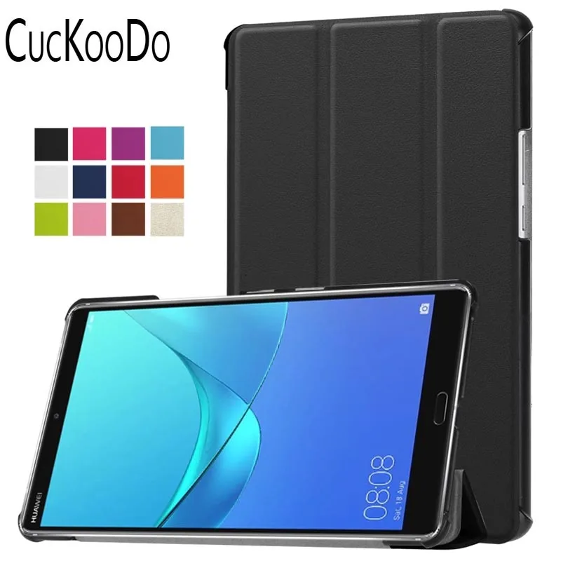 Black CucKooDo Tri-Fold ультратонкая подставка умный чехол для huawei MediaPad M5 8," Android планшет - Цвет: Black