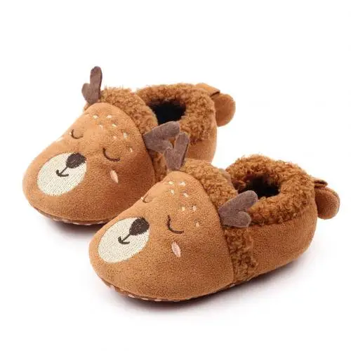 Yellow Brown Bear Обувь для новорожденных с героями мультфильмов; хлопковая обувь с мягкой подошвой; нескользящая детская обувь для девочек и мальчиков; обувь для первых шагов - Цвет: Yellow Brown Bear