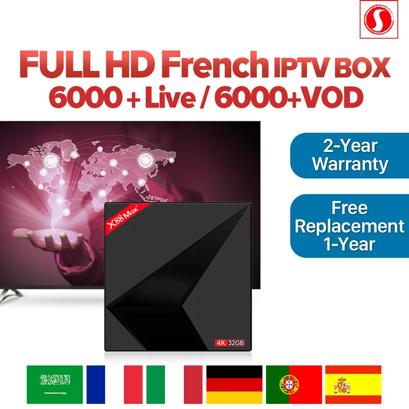 

French IPTV Arabic Germany SANSAT IPTV Subscription For Android 9.0 IPTV Box Dual-band WIFI IPTV Dutch Belgium Portugal Spain