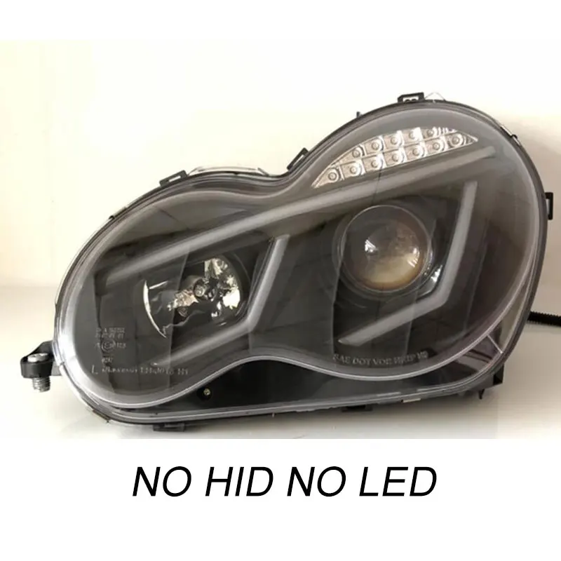 No LED no HID Автомобильный Стайлинг, Головной фонарь, чехол для Mercedes-Benz C200K C230 C280 C300 W203, фары, светодиодный, DRL, двойной луч, биксенон, HID - Цвет: No LED no HID