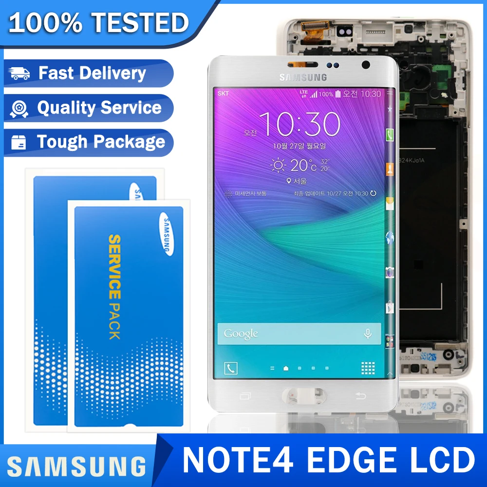 Оригинальный ЖК-дисплей для SAMSUNG Galaxy Note 4 Edge N915 N9150 N915F Super AMOLED дисплей с рамкой