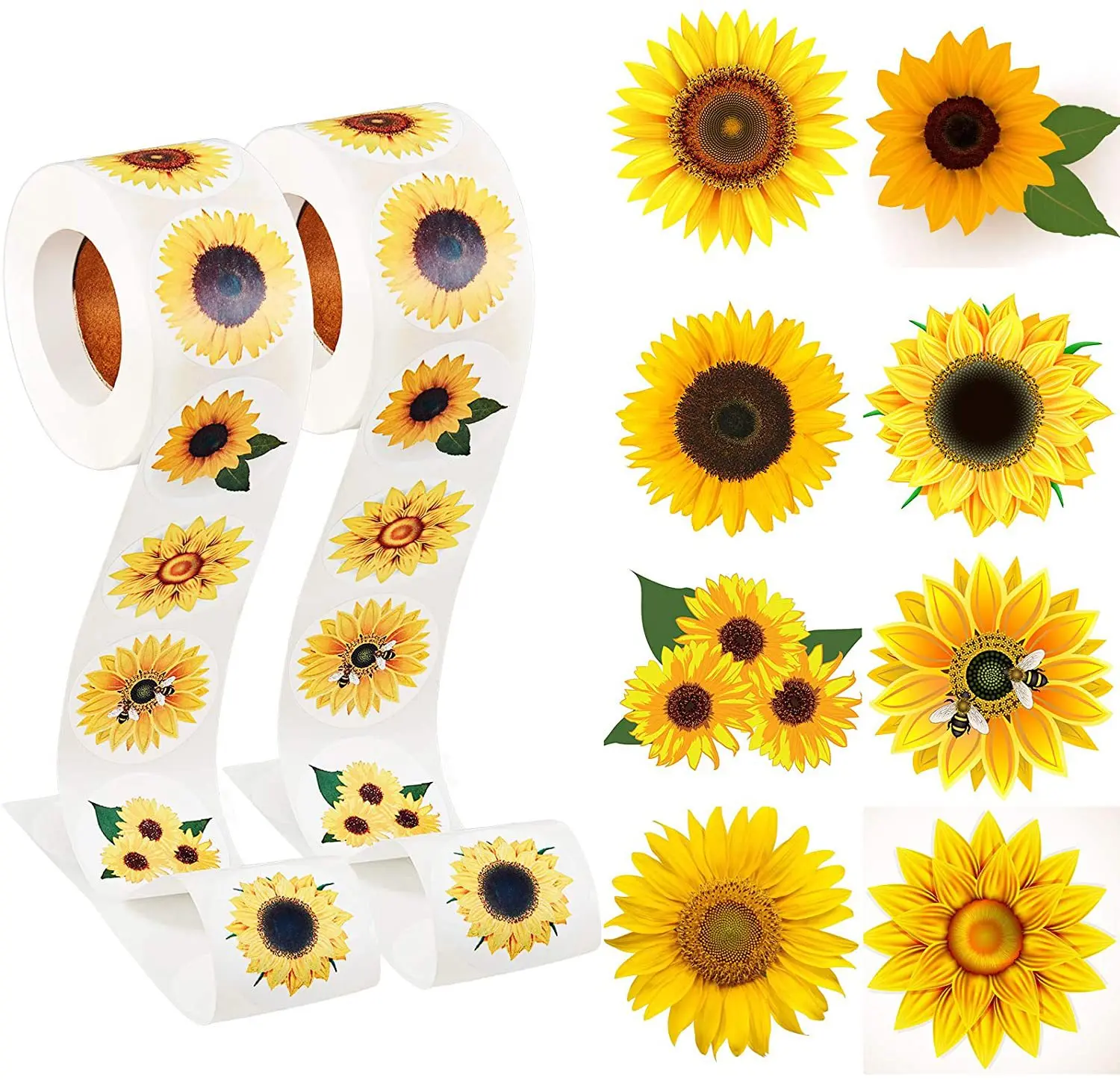 

3.8cm 500pcs Sunflower Flowers Sticker Scrapbooking 500pcs For Wedding Mother Day Gift Card Business Packaging Stationery