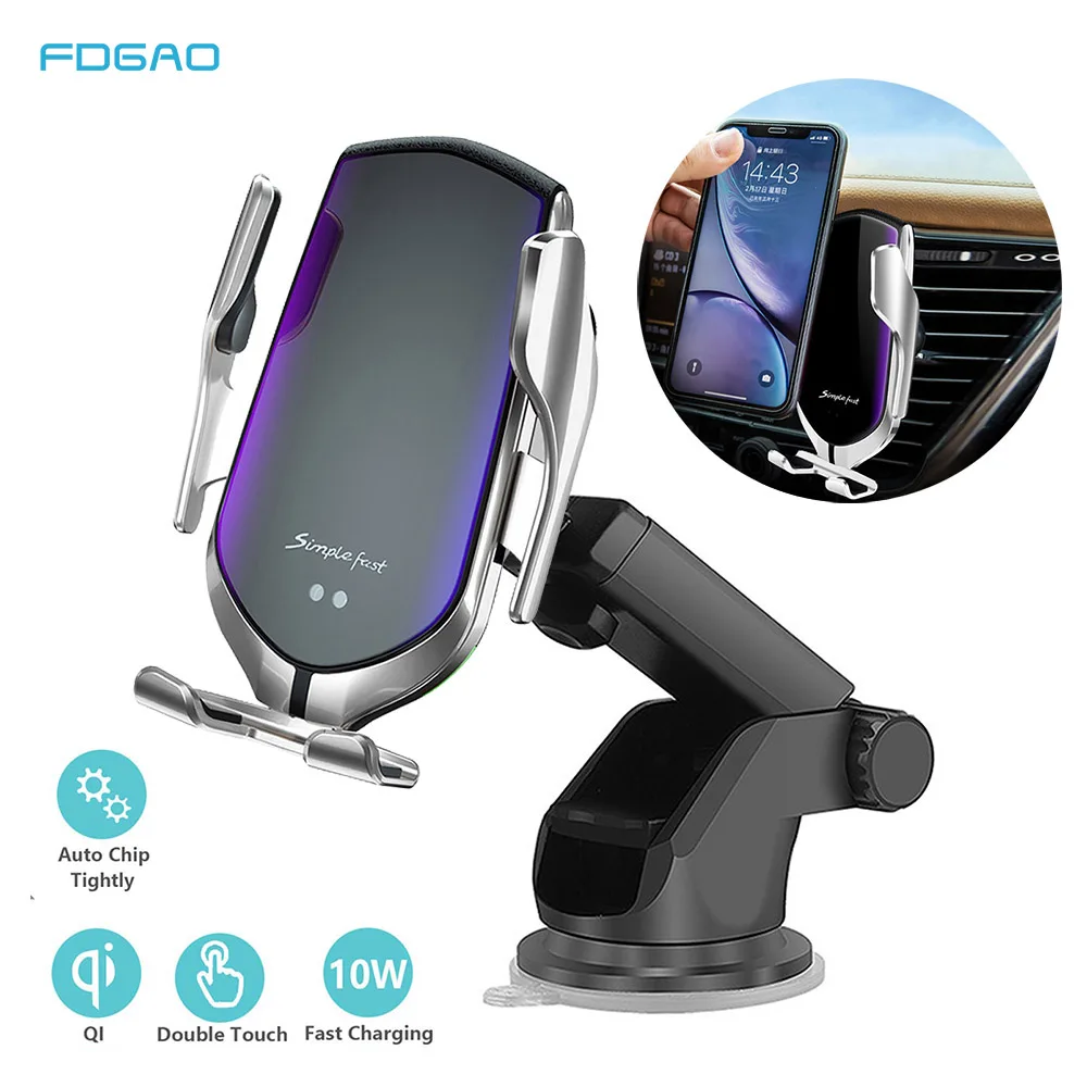 Tanie Automatyczne mocowanie 10W Qi bezprzewodowa ładowarka samochodowa dla iPhone 11 Pro X Xs MAX indukcja podczerwieni szybki stojak do ładowarki uchwyt samochodowy telefon