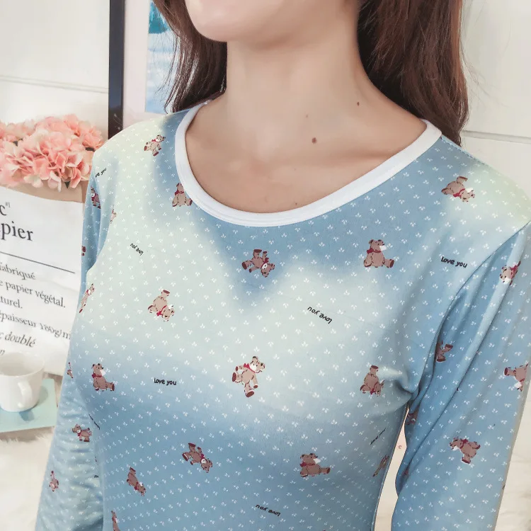 Fall/winter women's milk silk plus velvet long-sleeved autumn clothing pants women's round neck body shaping pajamas