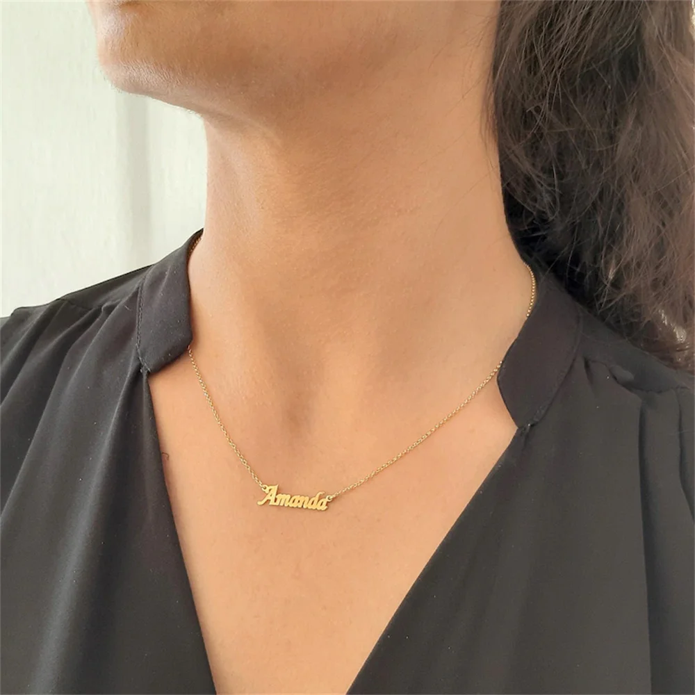 Collar personalizado con nombre de acero gargantilla de oro con letras personalizadas, colgante placa de identificación, venta al por mayor, nuevo _ - AliExpress Mobile