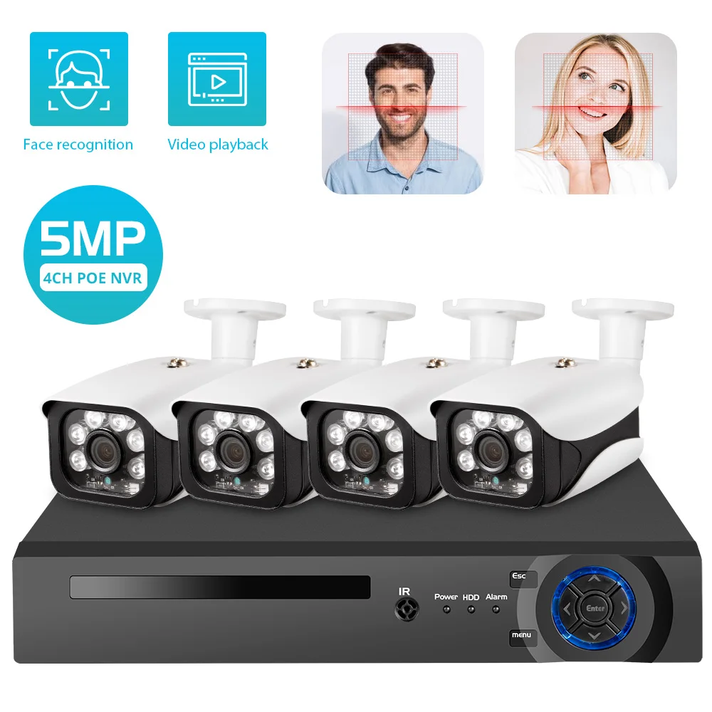 FUERS 4CH POE NVR 5MP HD Kamera H.265 Sicherheit Kamera System IP66 Wasserdichte Überwachung CCTV Kit Video Recorder Gesicht Rekord FUERS 4CH POE NVR 5MP HD Kamera H.265 Sicherheit Kamera System IP66 Wasserdichte Überwachung CCTV Kit Video Recorder Gesicht Rekord
