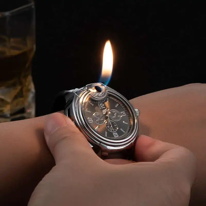 Millya 2 in 1 Electronic Wrist Watch with Rechargeable Windproof USB Cigarette Lighter Flameless Fire Starter