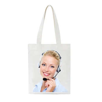 

Large Capacity Reusable Folding Shopping Bag Customer service Pattern Print Women Handbag Shoulder Bags