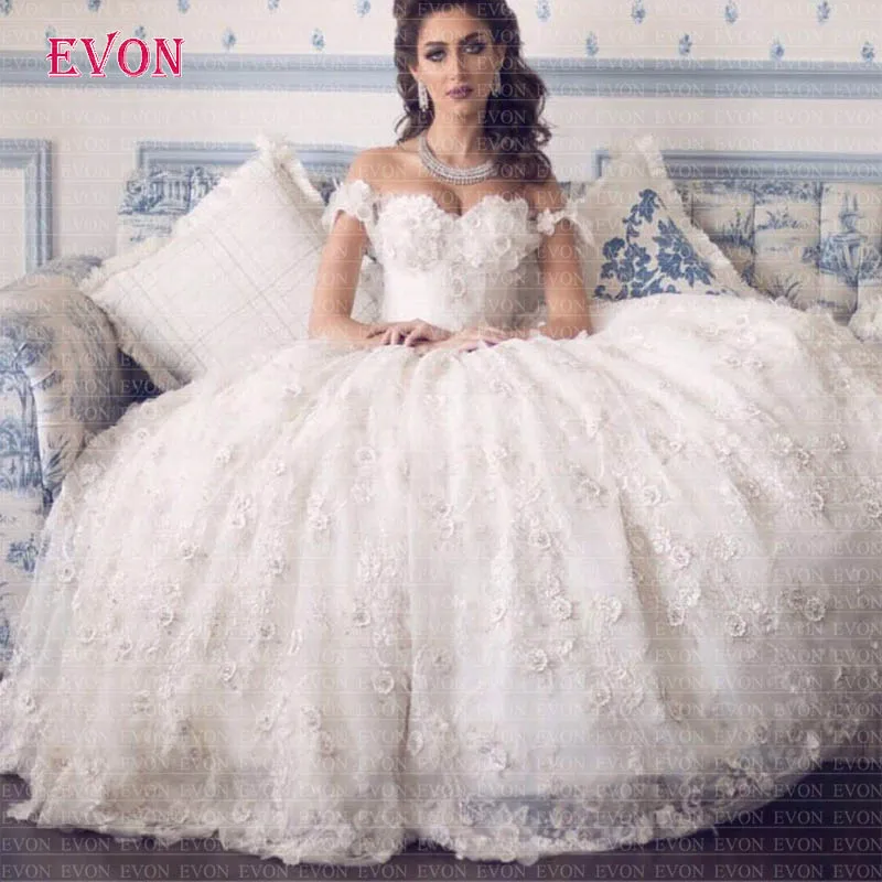 Vestido De Noiva/ бальное платье принцессы с открытыми плечами, свадебное пдатье с вырезом на спине, кружевное свадебное платье, халат De Mariee