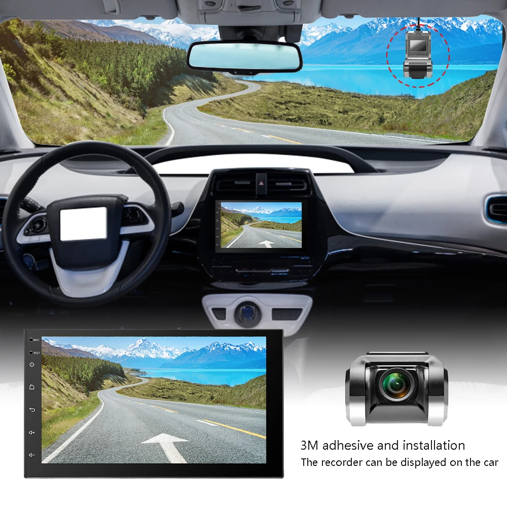 Podofo Android Multimedia Player with ADAS Car DVR Camera FHD 720P Auto Digital Video Driving Recorder Dashcam Camera rear view mirror camera system