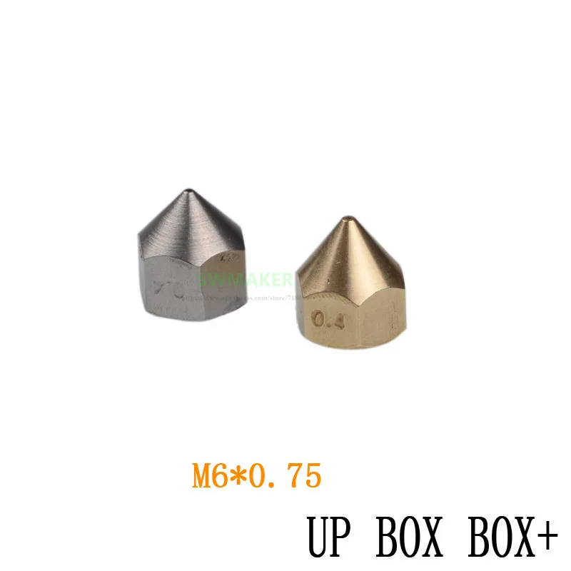 Substituição de Bronze Bocal 0.2 mm 0.4 mm 0.6 mm M6x0.75 para Cima Mini Plus2 Caixa Caixa Mais Up300 Acessórios da Impressora 3d up Marca Bico Peças
