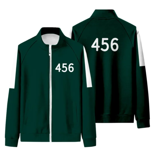 Squid Game Sportswear Cosplay Li Zhengjae Costume Coat 456 067 Jacket 001 Zipper Adult Autumn Cotton Sweater Hoodie 456  jacket  Dark