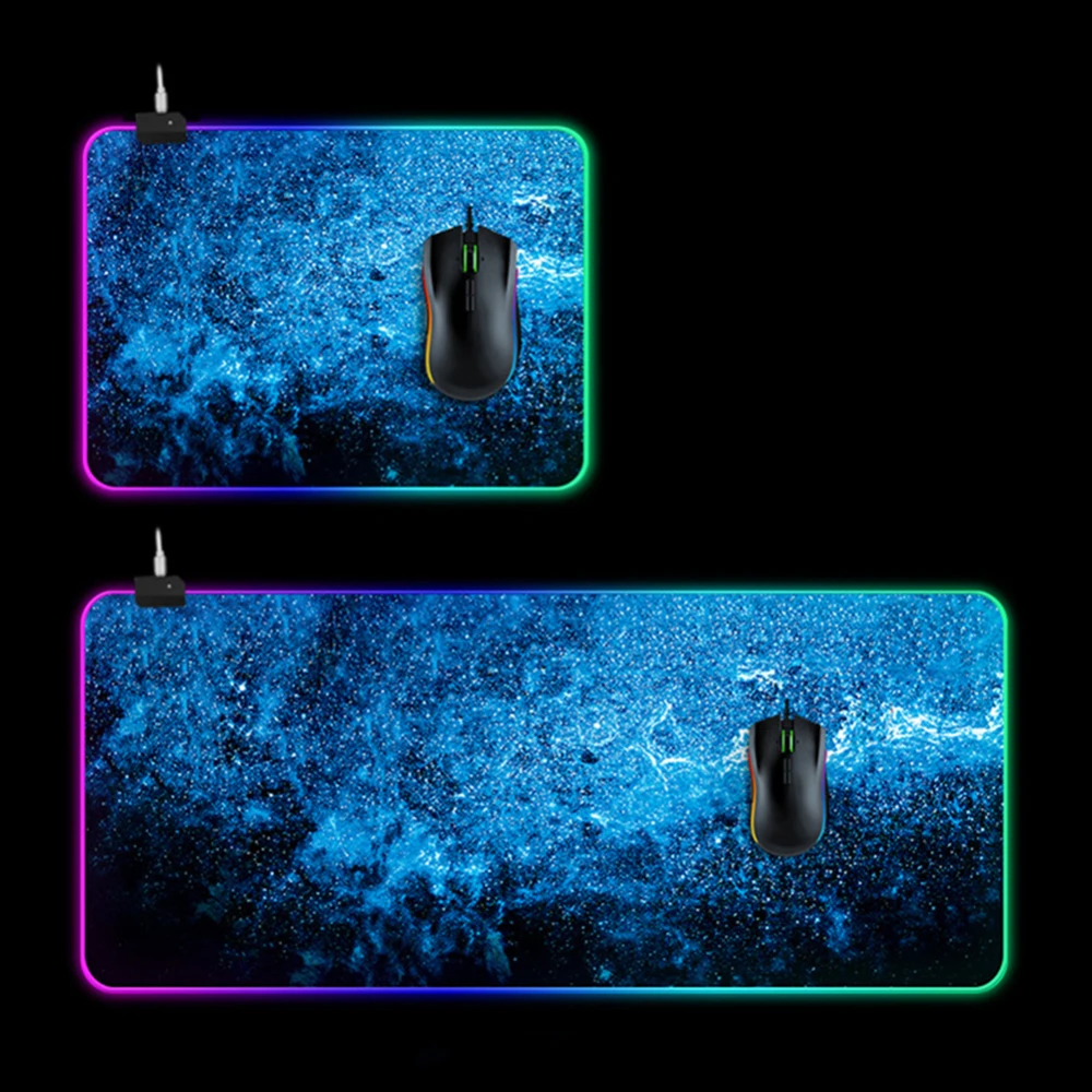 Цветной большой размер игровой коврик для мыши RGB светодиодный светильник большой коврик для мыши офисная компьютерная клавиатура Звездный коврик для мыши резиновый противоскользящий Mous