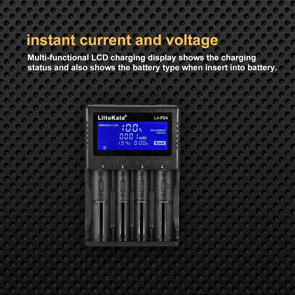 Liitokala Lii-PD4 18650 LCD Display Charger 26650 21700 14500 10440 4 Slots NiMH li-ion Smart Universal Battery Charger Sale