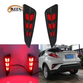 

OKEEN 2pcs Car LED Rear Bumper Reflector Light for Toyota C-HR CHR 2016 2017 2018 Driving Braking Flowing Turn Signal Fog Lights