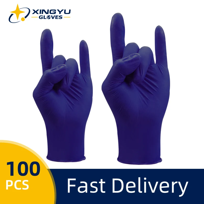 

100 pack Nitrile Gloves Waterproof Mechanic Laboratory Kitchen Household Cleaning Safety Disposable Nitrile gloves Work Gloves