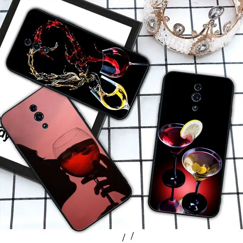 

Red wine giass Silicone phone cover case for OPPO A5 A9 2020 A7X reno 2 ace 3 pro realme 3 5 PRO funda