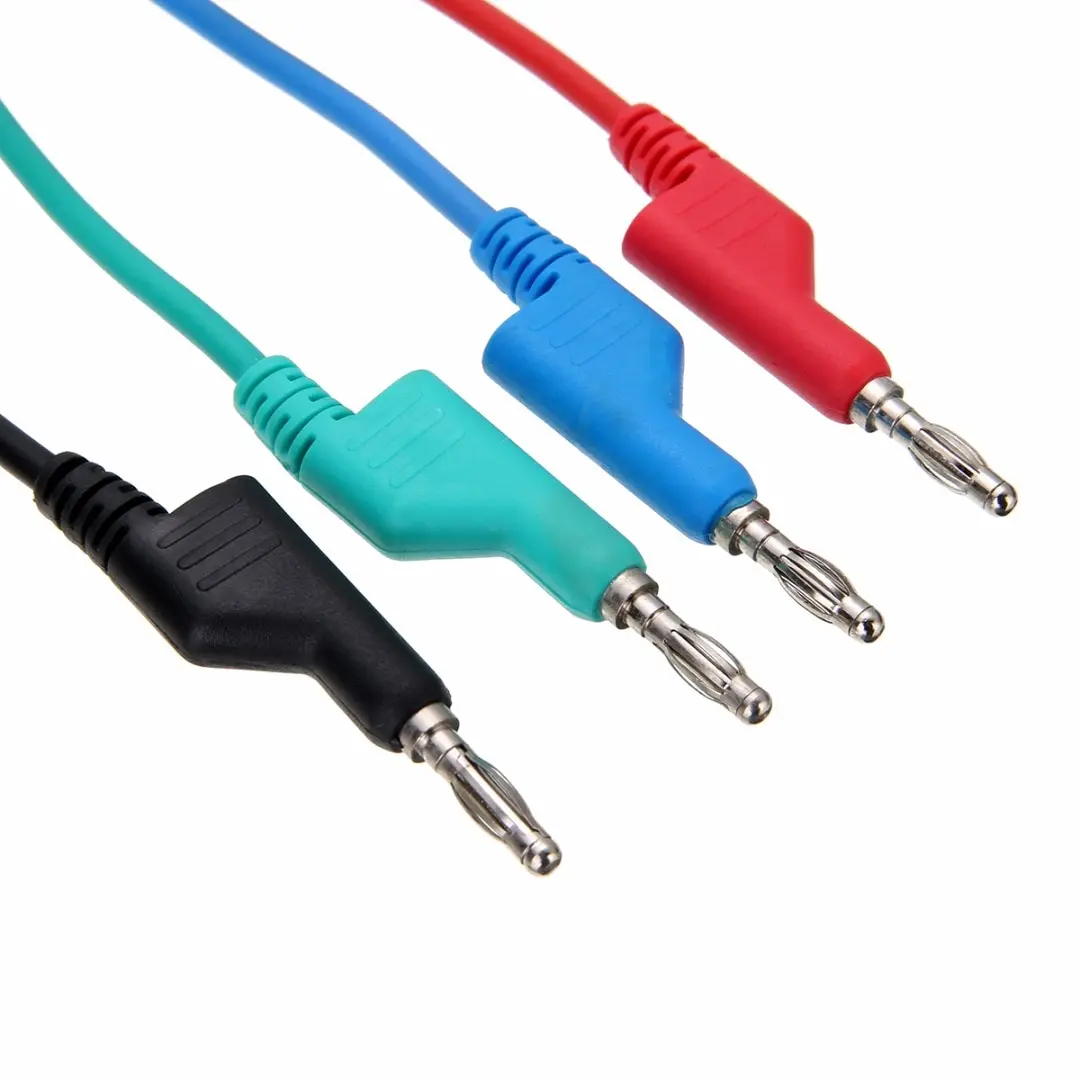 Mayitr 4pcs/set 1M 4mm Silicone Banana Plug Multimeter Test Cable Wires Lead Kits Laboratory Electric 4 Colors