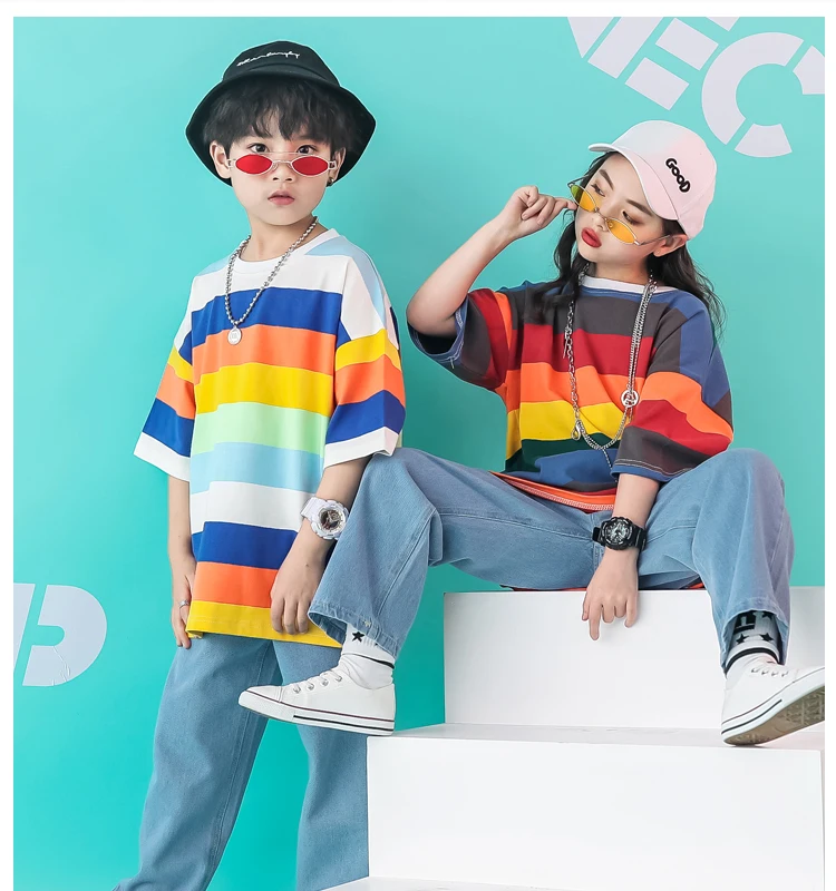 

New Hiphop Street Dancewear Ballroom Dancing Clothes Boys & Girls Stage Performance Costumes Children Jazz Suit Clothing C0012