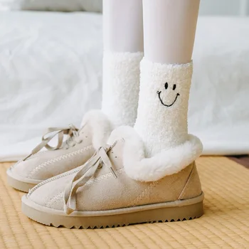 

1 Pair Candy Color Solid Soft Women Fluffy Socks Coral Velvet Winter Warm Home Indoor Floor Girls Terry Towel Fuzzy Socks