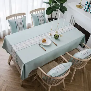 

Free Shipping Modern Simple Style Geometry Plaid Printed 100%Polyester Waterproof Tablecloth