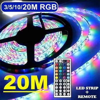 

3/5/10/20M 3528 SMD RGB 600 LED Strip Light String Tape 44 Key IR Remote Control Light Strip