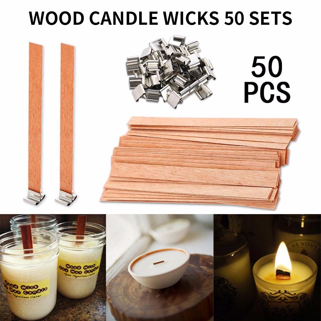 Wood Candle Wicks With Iron Stand Sustainer For Handmade Diy Craft Making 50set Diy Candle Making Pick Supply Soy Parffin Wax Wax Aliexpress