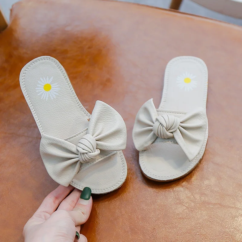 Тапочки с бантиком для девочек новинка весны лета 2020 детская обувь дома из