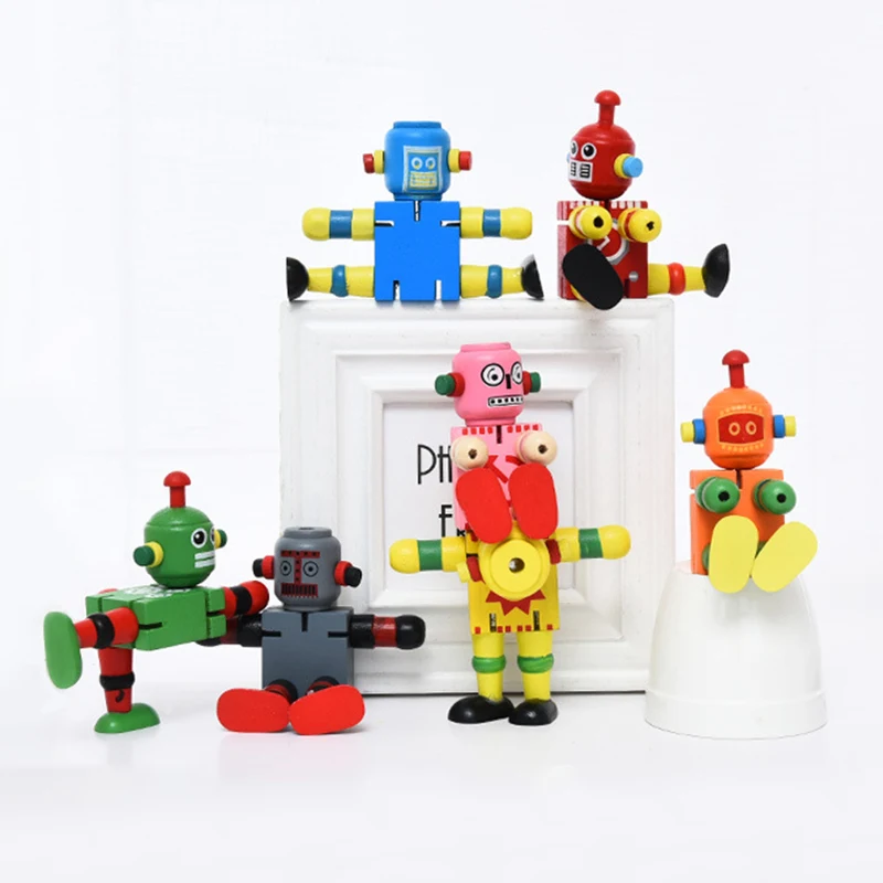 Деревянный робот игрушка шарнир движущаяся деформация робот игрушка для детей домашнее украшение горячая распродажа