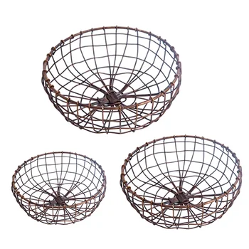 

3pcs Fruit Storage Basket Wrought Iron Hollow Desktop Snack Baskets Living Room Wire Bread Basket Home Kitchen Organizer Holder