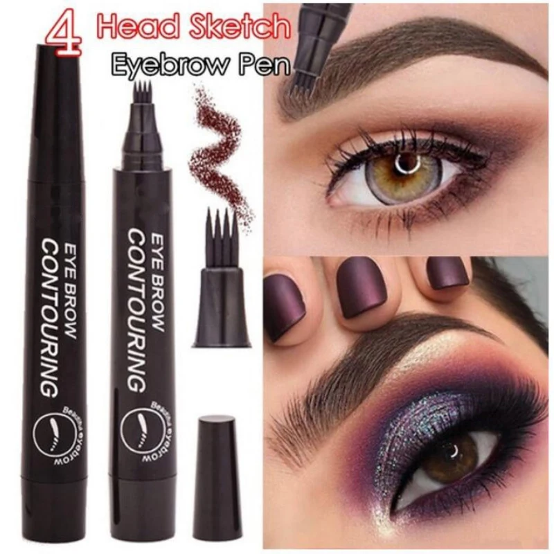 New Four Tips Eyebrow Pen Waterproof Smudge-proof Tip Liquid Tattoo Pen.w | Красота и здоровье