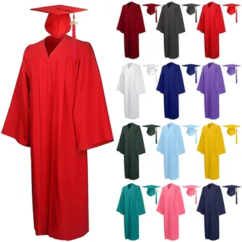 

Two Piece Set Student Closure University Academic Graduation Gown Robe Graduation Hat Dress 2020 Charm Pendant Suit