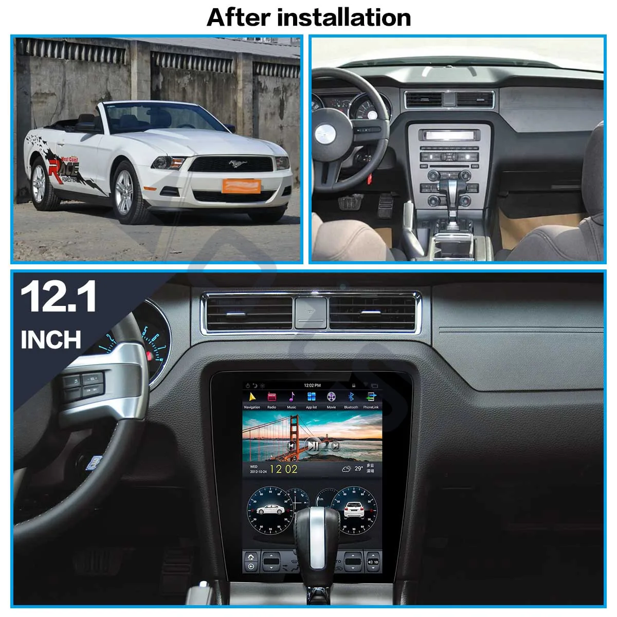 

Aotsr Tesla 12.1“ Android 8.1 Vertical screen Car DVD Multimedia player GPS Navigation For Ford Mustang 2010-2014 carplay WiFi