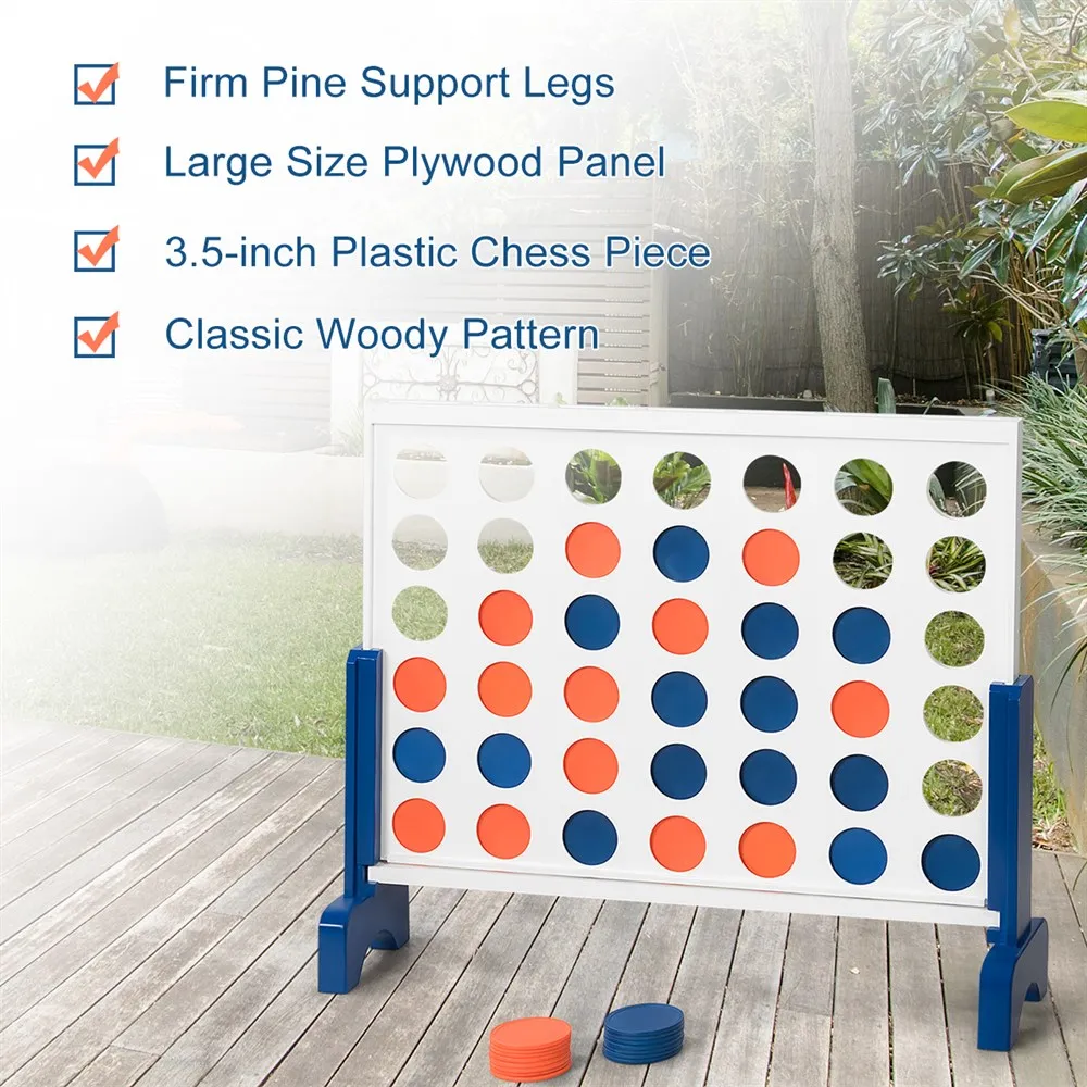 Giant 4 In A Row Game Wood Board Connect Adults Kids w/Carrying Bag White 3