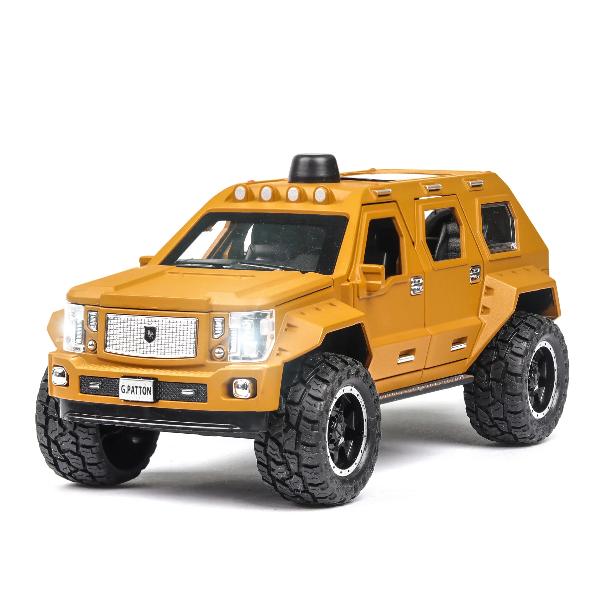 1:24 Diecast Metal Car Models High Simulation G-PATTON Vehicle Toy Car With Light Music 6 Doors Can Be Opened Gifts For Children