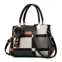 Новая женская сумка на плечо, Повседневная клетчатая модная прошитая сумка-мессенджер, Брендовые женские сумки, сумки через плечо, кожаные сумки